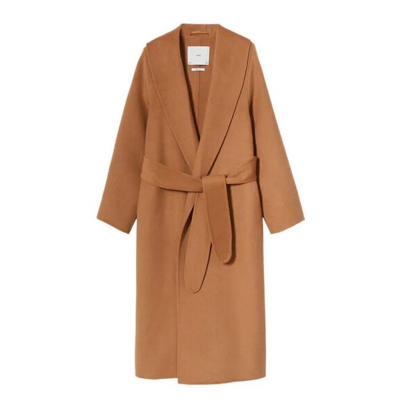 Iconic Mango 76% Wool Handmade Belted Coat Old Money - Picture 9 of 13